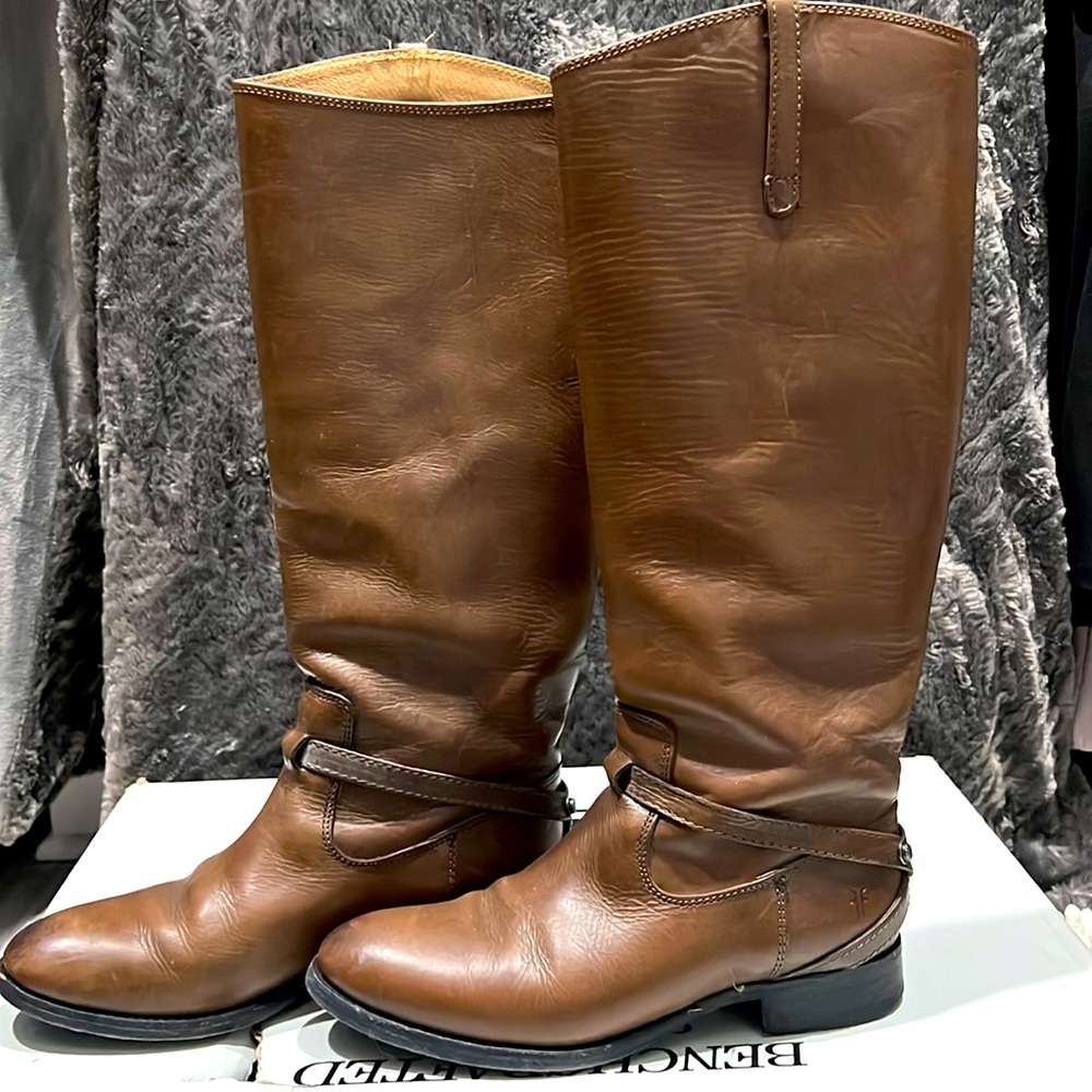 Frye Women’s Brown Leather Tall Harness Boots